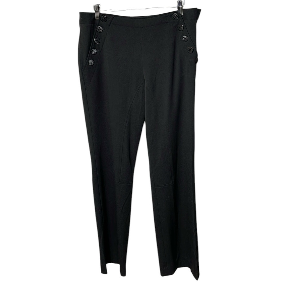 Etcetera Sailor Button Wide Leg Dress‎ Pants SZ 10 Black